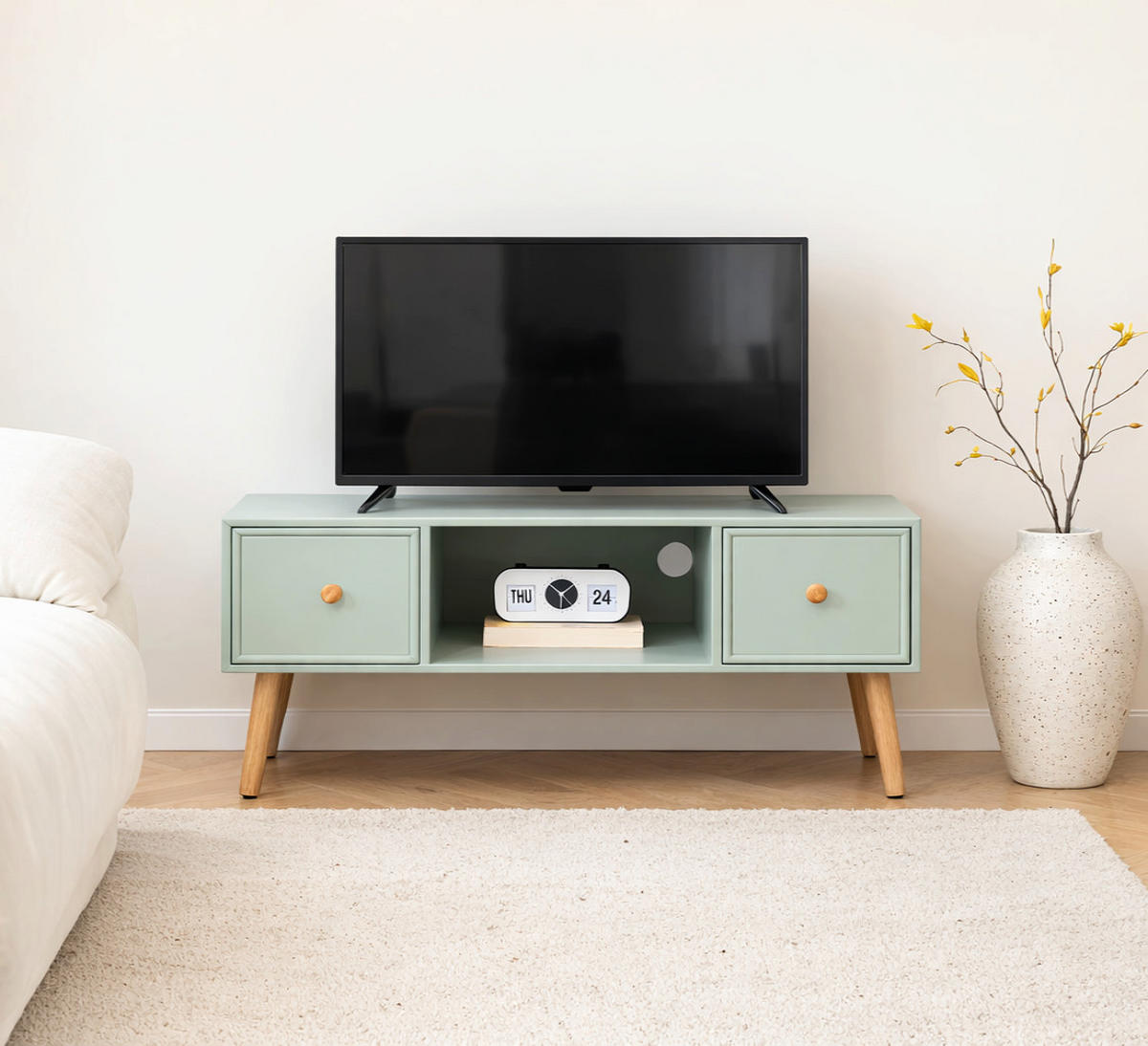 TV-SCHRANK Rechteckig Grün 100 x 42 x 45 (cm) - Grün, Holz (100/46/40cm) - Nordlys