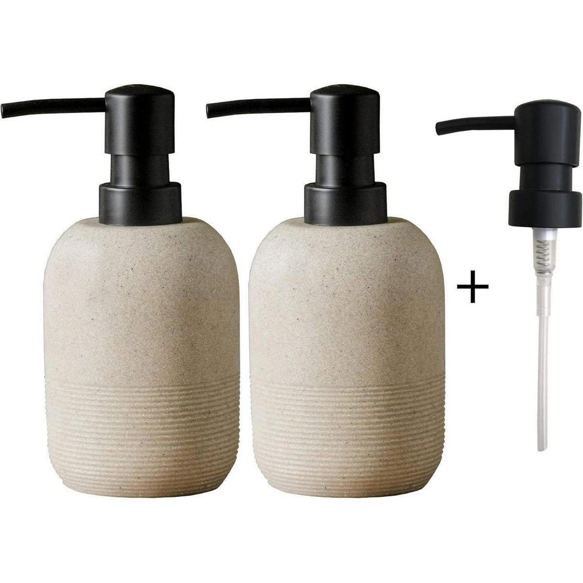 SEIFENSPENDER-SET Beige Kunstharz 2-teiliges Set - Beige, Kunststoff (8/16.2/8cm)