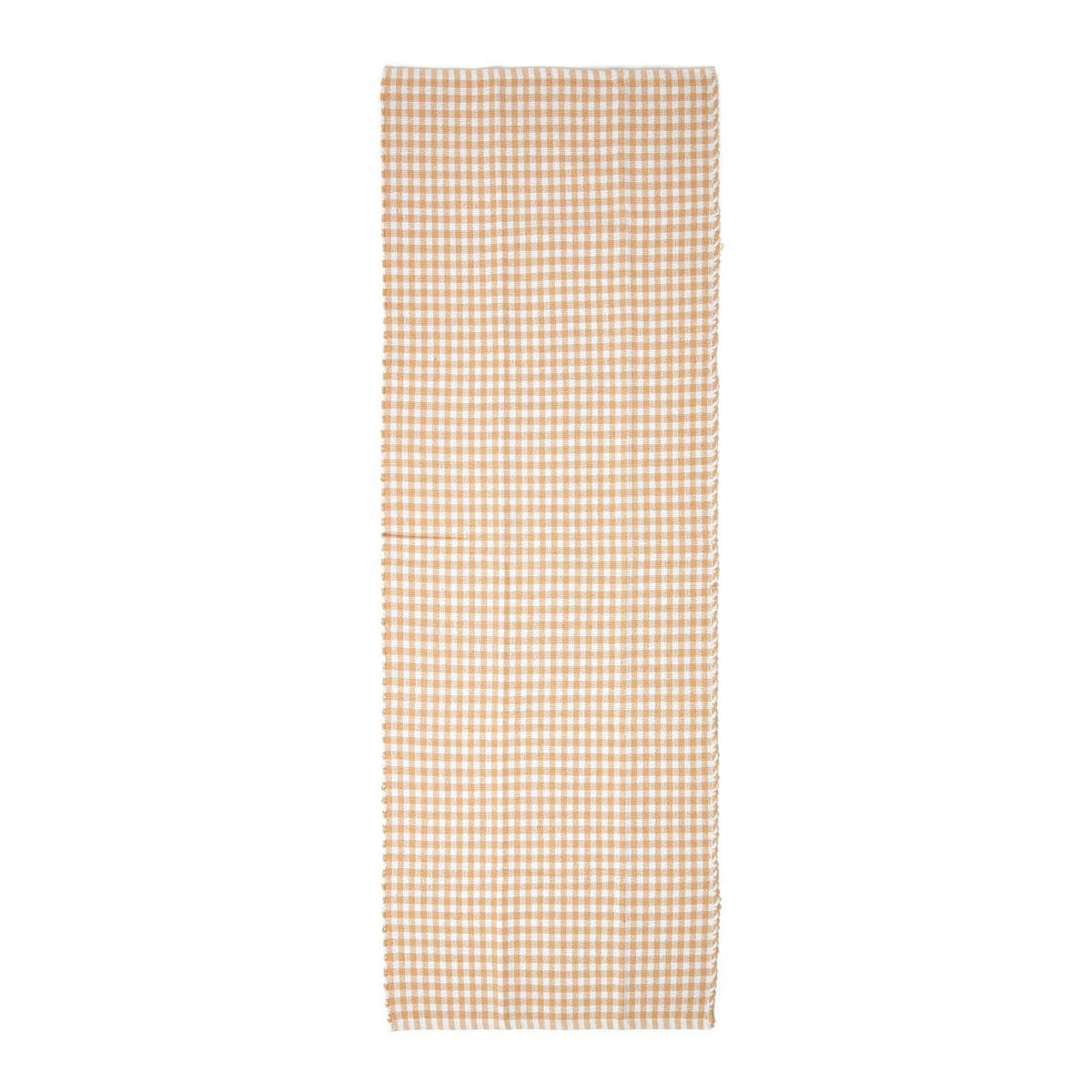 TEPPICHLÄUFER Vichy-Karo Baumwolle 66/200 cm - Beige, Textil (66/200cm) - Homescapes