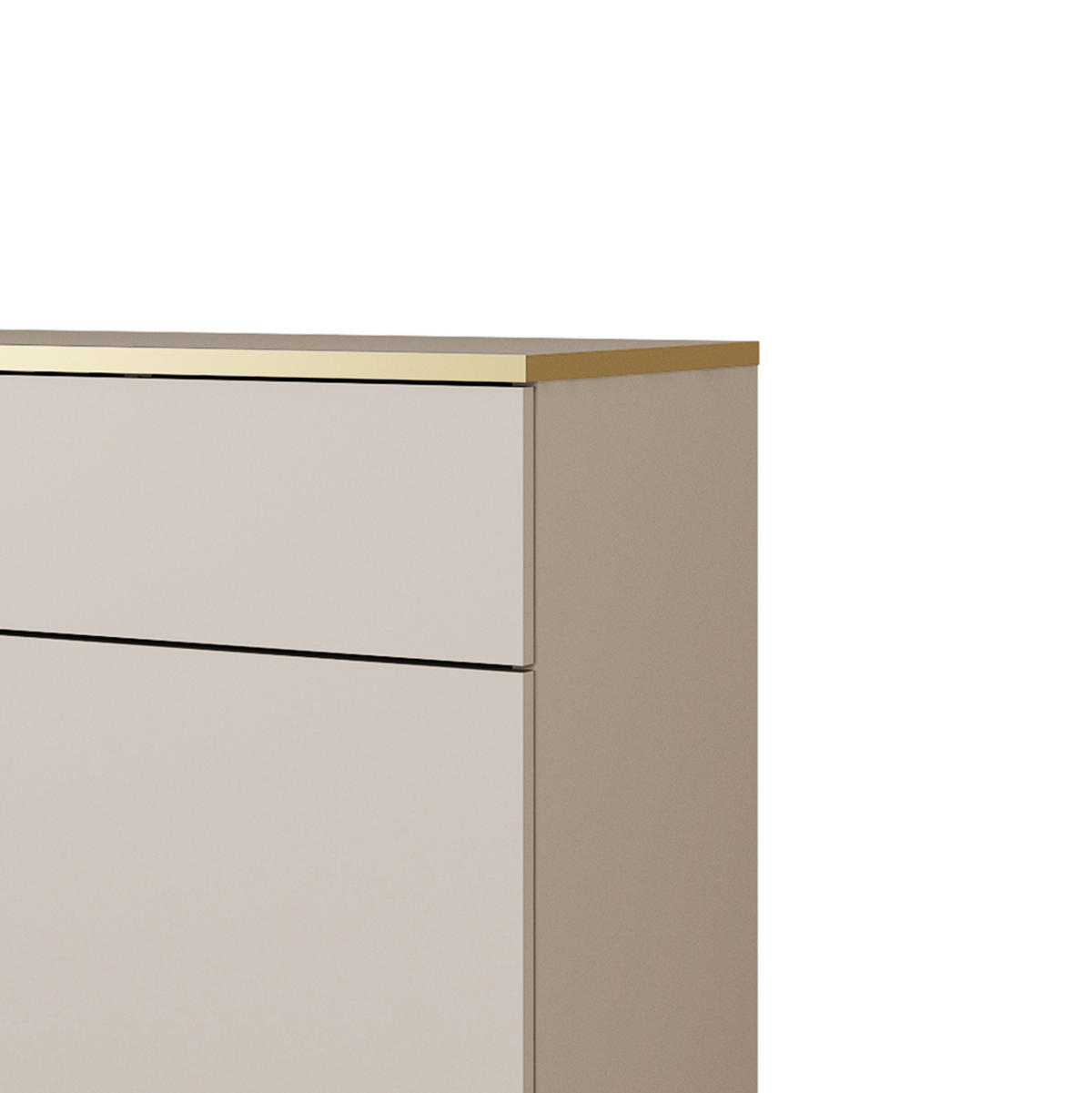 KOMMODE KSZ-107 - KSZ-107, Hochglanz, Schubladen Push-to-Open 107x39x85 cm Beige/Schwarz - Beige/Schwarz, Holzwerkstoff/Kunststoff (107/85/39cm) - DomoHome