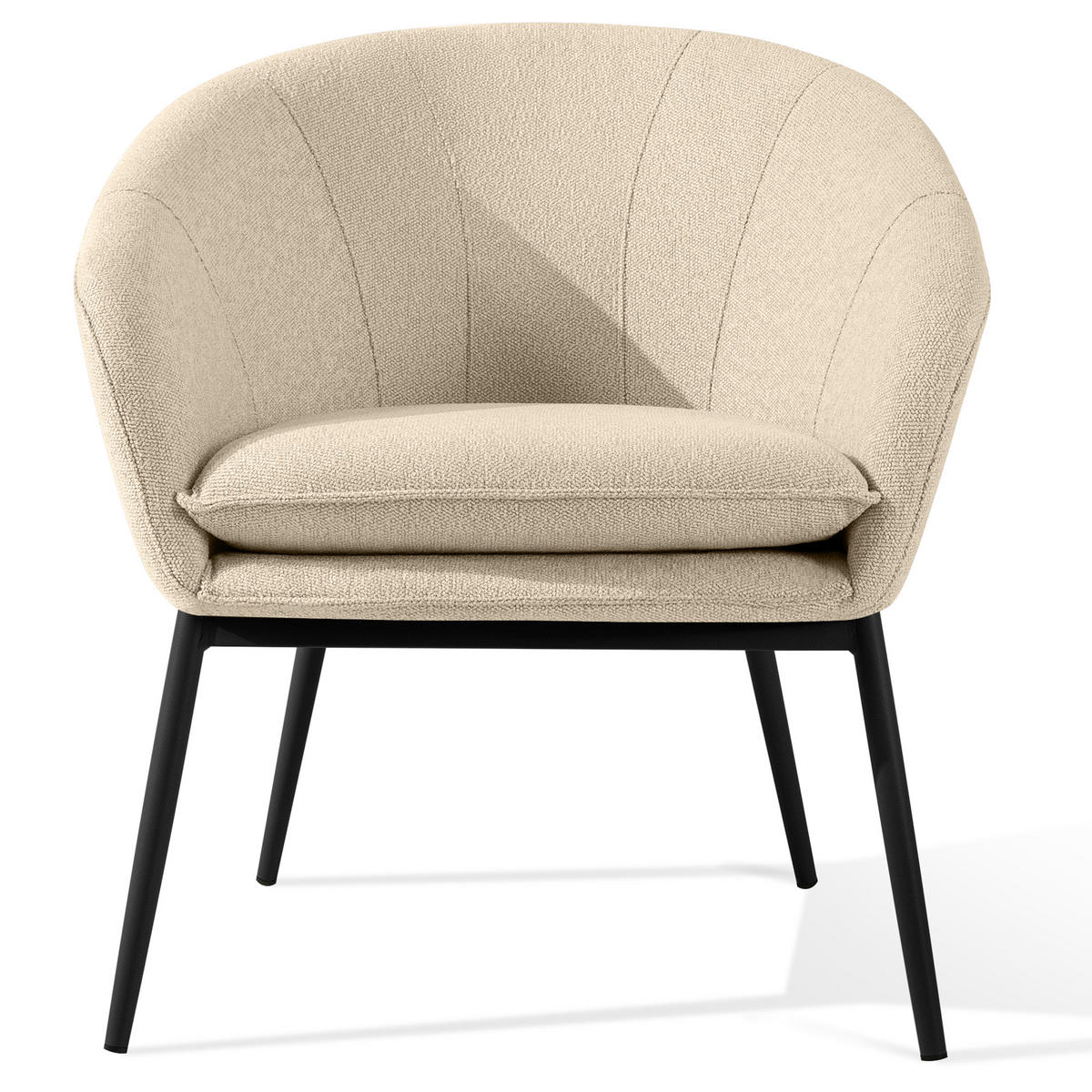 GARTENMÖBELSET SOLIS Gartenlounge-Set, creme/schwarz - Creme, Textil/Metall - KONSIMO®