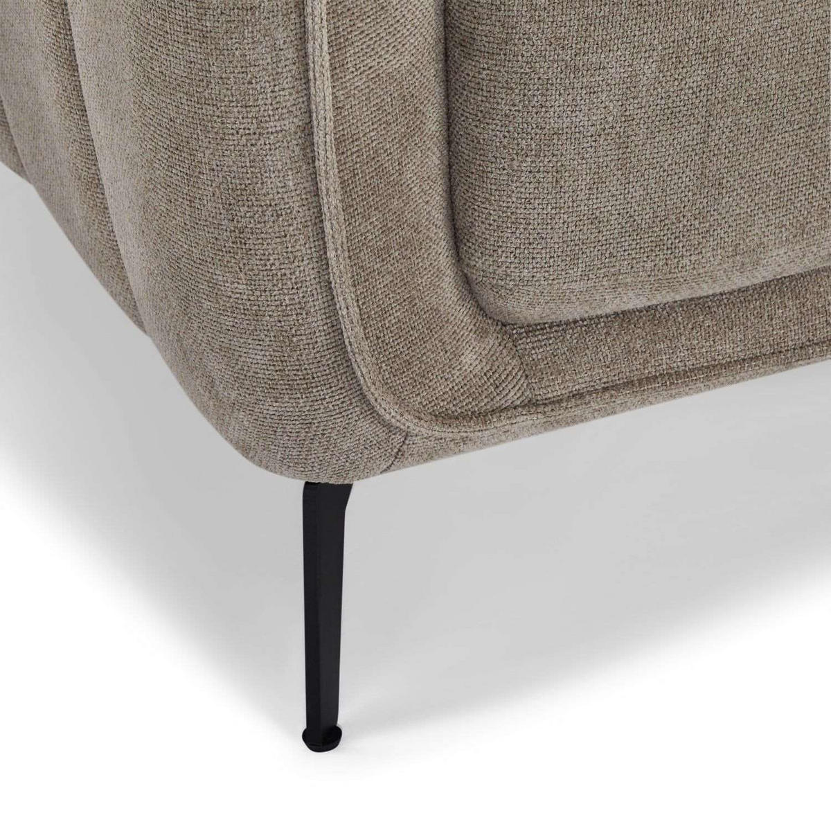 ZWEISITZER-SOFA Webstoff Beige - Beige/Schwarz, Textil/Metall (158/85/85cm) - Furnhouse