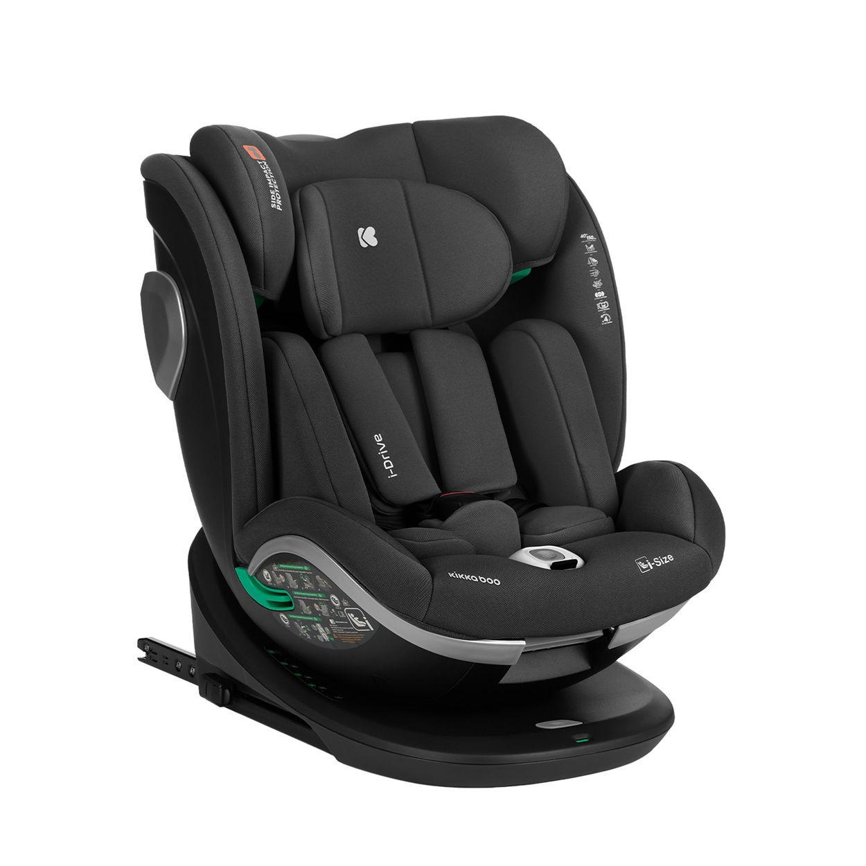 KINDERSITZ i-Drive i-Size schwarz (40-150cm) Isofix Top Tether, Kopfstütze, SPS - Schwarz, Kunststoff (44/60/50cm) - Kikka boo