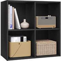 BÜCHERREGAL mit 4 Fächer, Holzwerkstoff, Schwarz - Schwarz, Holzwerkstoff (59.6/59.8/29cm) - Woltu