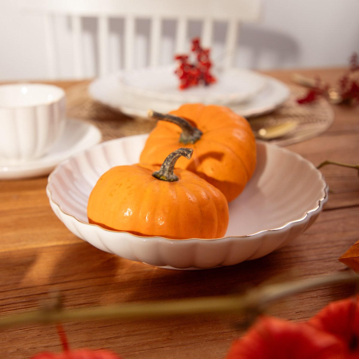 SUPPENTELLER Melida mit Goldrand 20 cm 6er-Set - Rosa, Keramik (20/20/4cm) - Homla