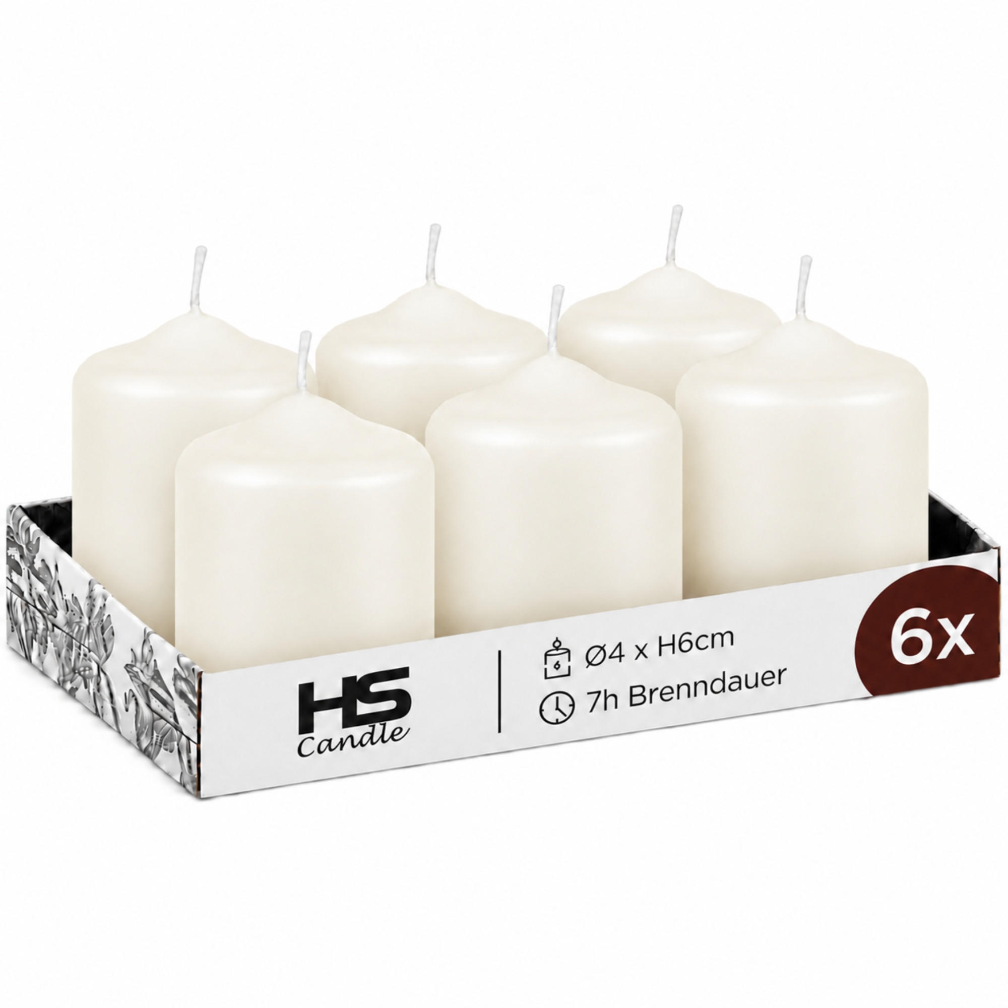 STUMPENKERZEN Ø4xH6 cm Creme 6er-Pack - Creme, Naturmaterialien (4/6cm)