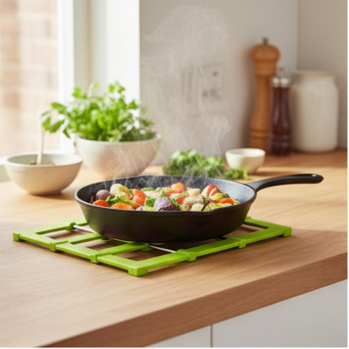 PFANNENUNTERSETZER 17,5 cm Silikon Weiß hitzebeständig rutschfest - Weiß, Kunststoff (17.5/17cm) - Bodum