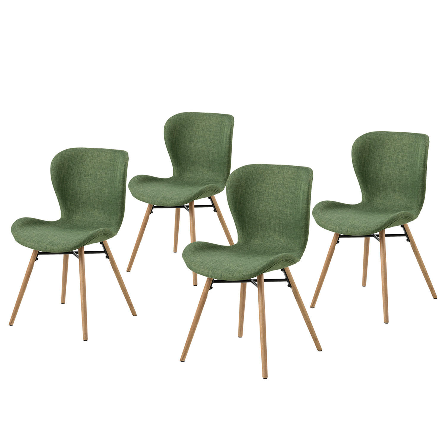 POLSTERSTUHL - 4er-Set - Buchefarben/Olivgrün, Holz/Buchenholz (47/83/53cm) - home24