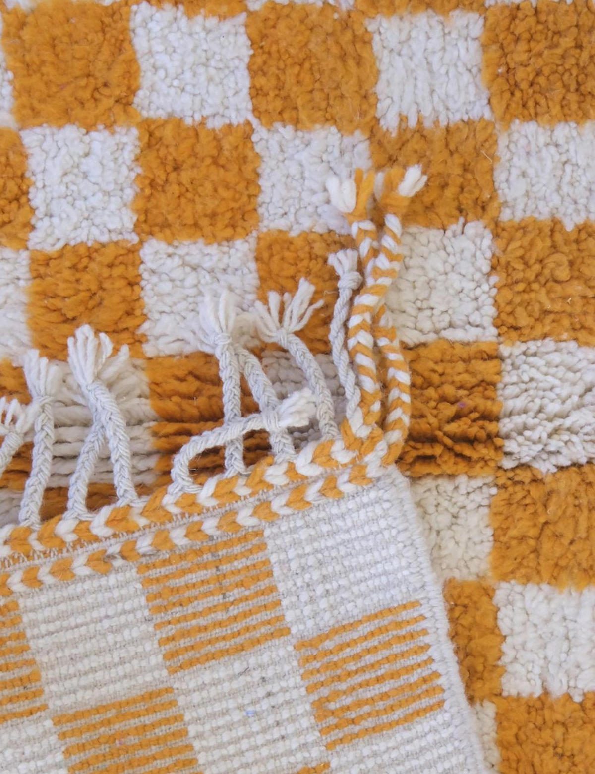 BERBERTEPPICH marokkanisch aus Wolle kariert 300x 400 cm - Orange, Naturmaterialien (300/400cm) - AFK Living