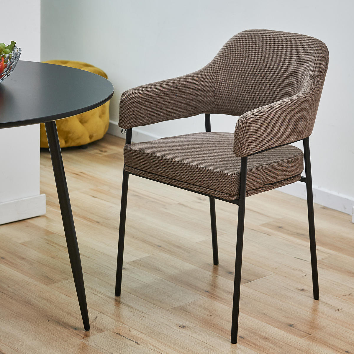 ESSZIMMERSTÜHLE SCARLETT (2er Set) - Schwarz/Braun, Textil/Metall (51/85/53cm) - SVITA