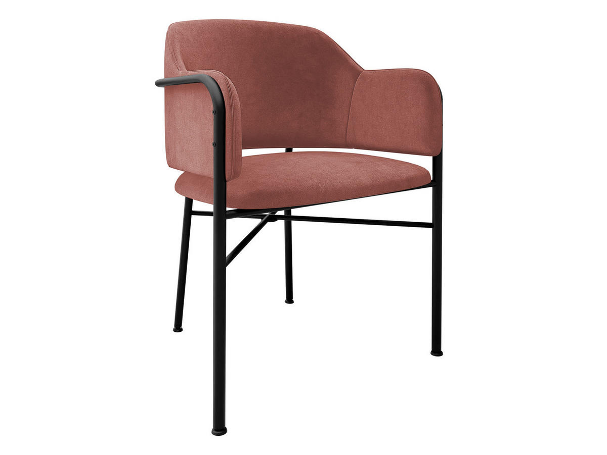 POLSTERSTUHL Delivio - Schwarz/Rosa, Textil/Metall (56/79/55cm) - MIRJAN24