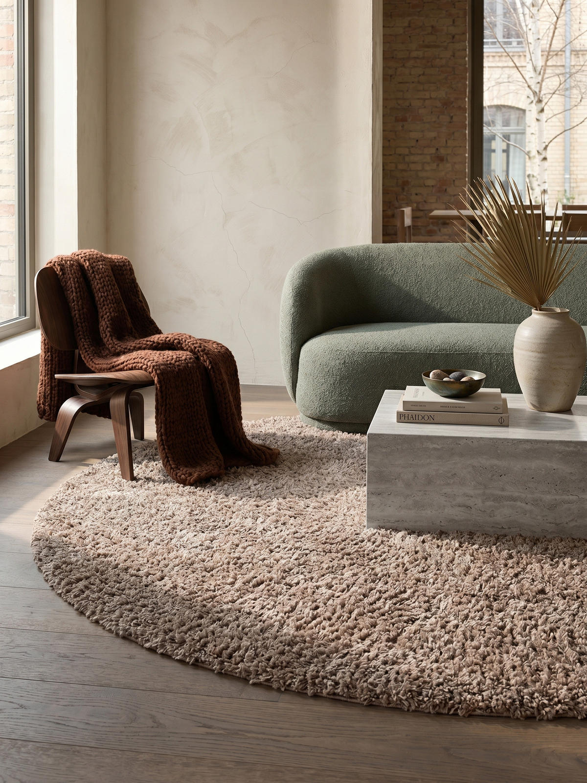 TEPPICH Waschbar Shaggy Uni Kuschelig Schlafzimmer Strapazierfähig Rund Beige 160x160 cm – RHEIN - Beige, Textil (160/160cm) - KADIMA DESIGN