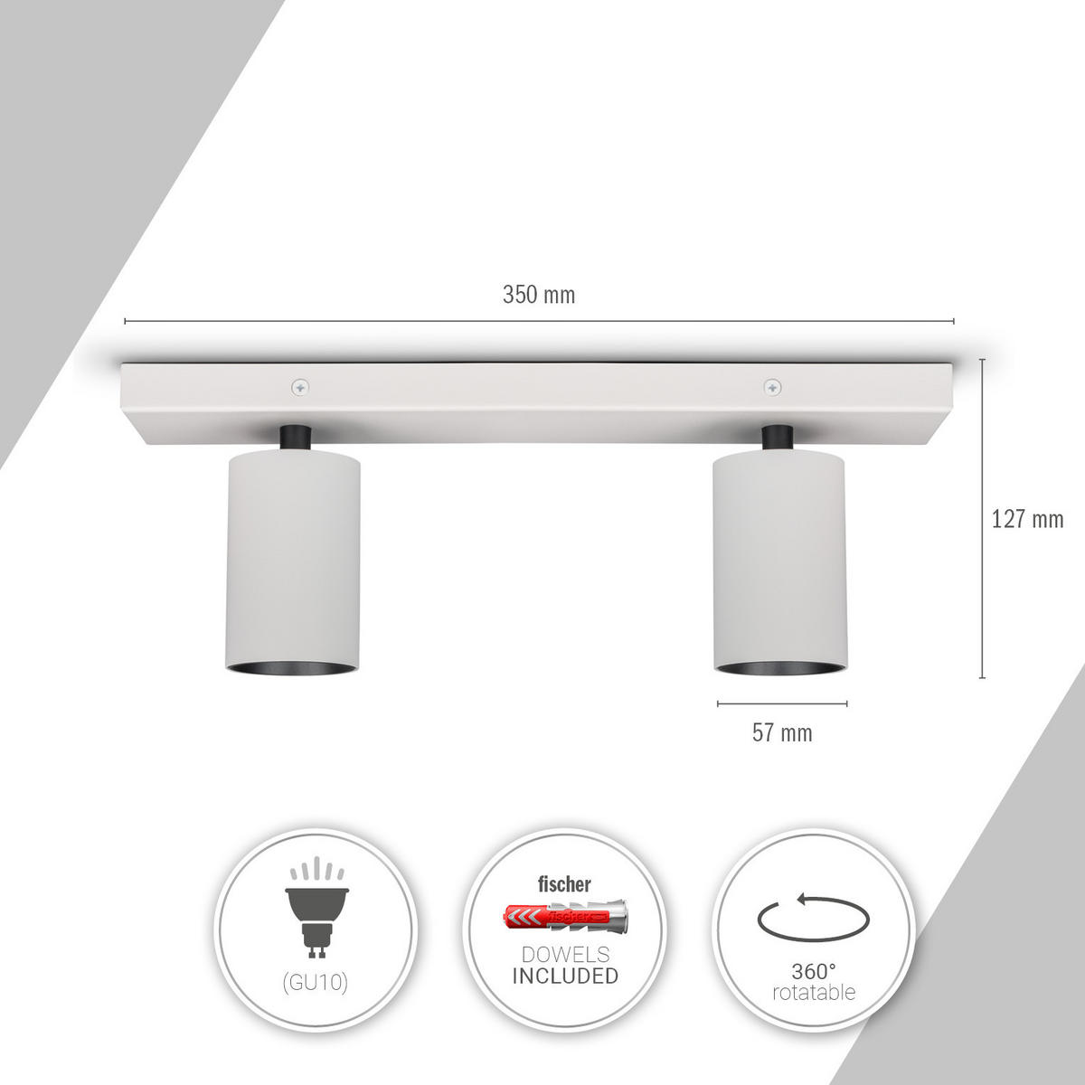 STRAHLER Timo Sq - Weiß, Metall (9/5.7/12.7cm) - Paco Home