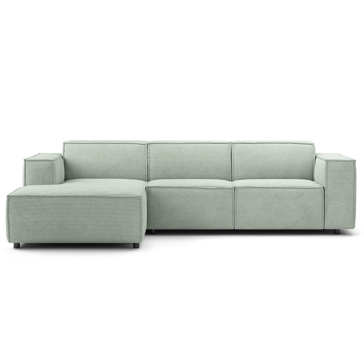 ECKSOFA mit Longchair - Schwarz/Mintgrün, Kunststoff/Textil (260/177cm) - home24