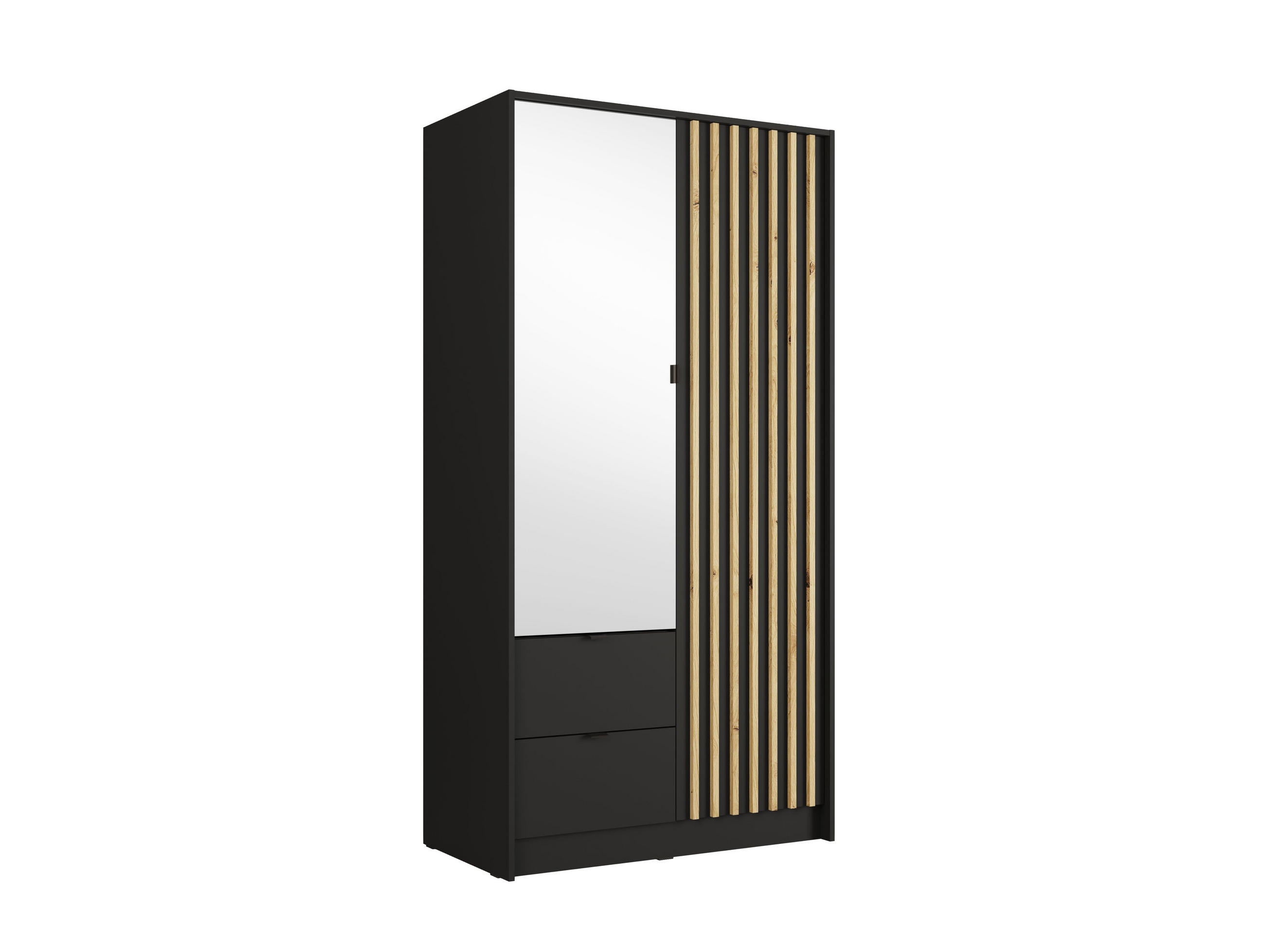KLEIDERSCHRANK Onyx Schwarz 102/201/55 - Schwarz, Holzwerkstoff (102/201/55cm) - RAUMHIRSCH FURNITURE