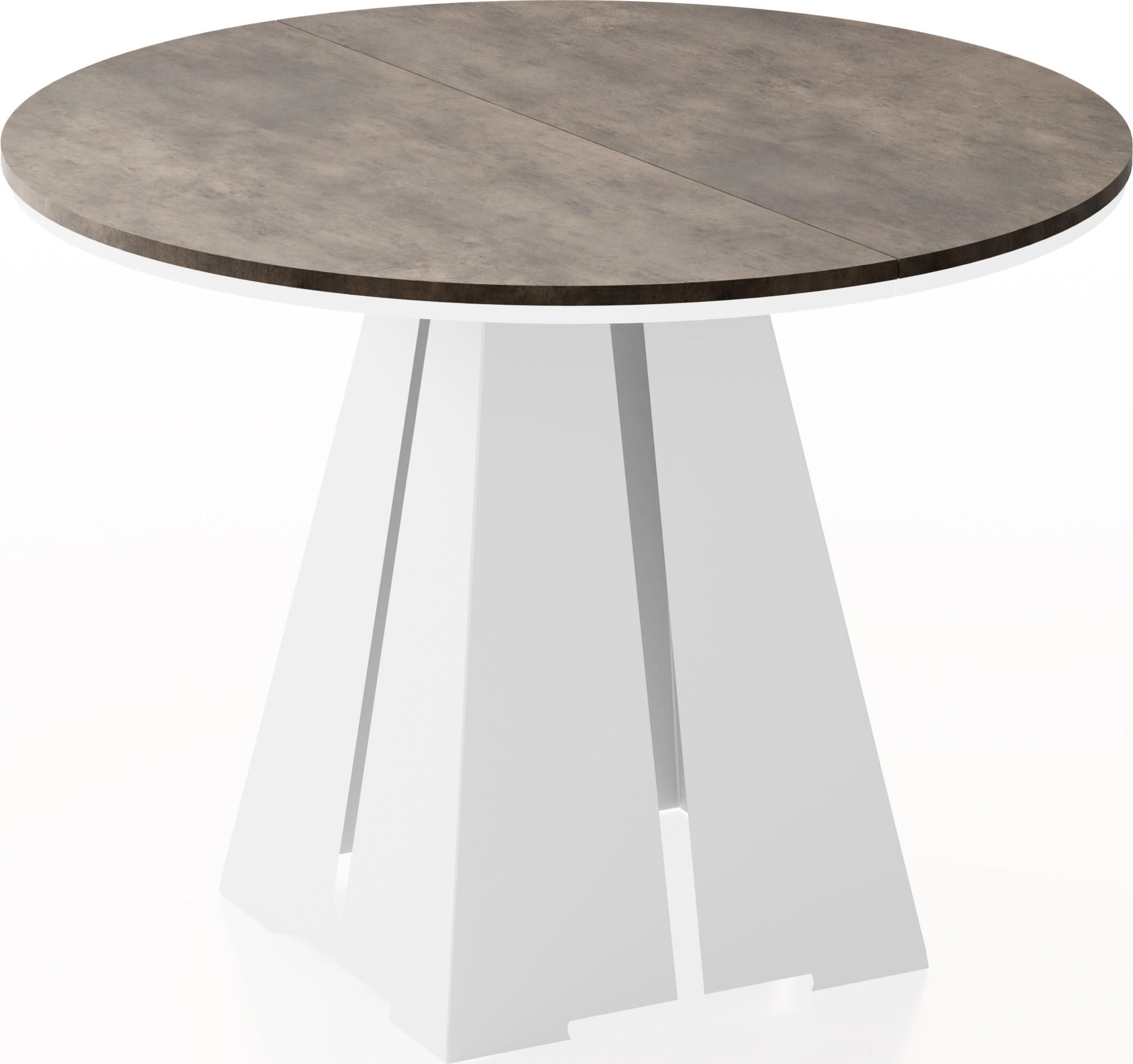 ESSTISCH Kova runder ausziehbarer, Dunkelgrauer Chicago Beton 100-180/100/76 cm - Dunkelgrau/Weiß, Holzwerkstoff/Metall (100/100/76cm) - WFL GROUP