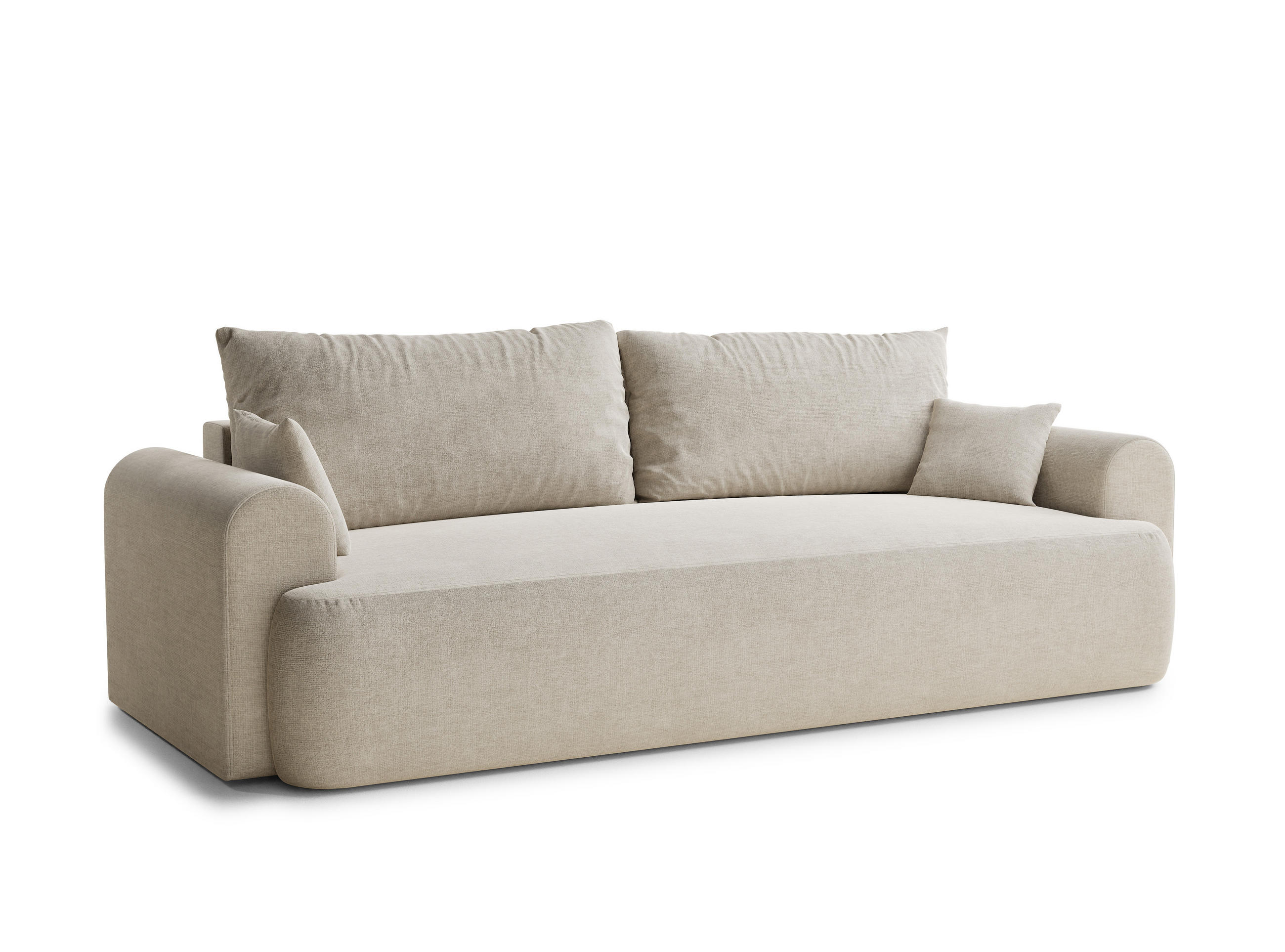 SOFA MIT SCHLAFFUNKTION Toluca Beige Chenille-Stoff - Beige/Schwarz, Holz/Holzwerkstoff (247/69/90cm) - Maison de Reve