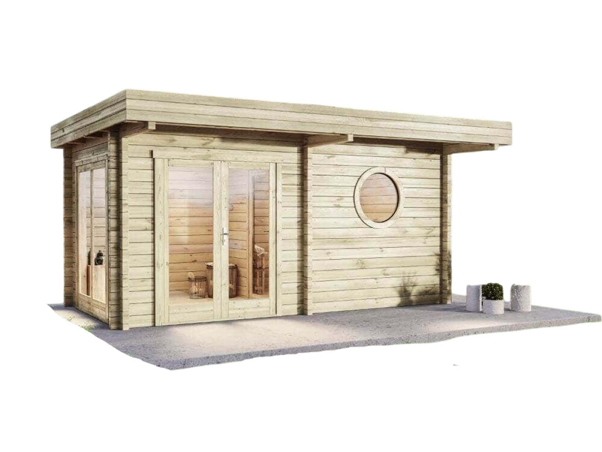 FinnTherm Gartensauna Natur 508x236x354 cm