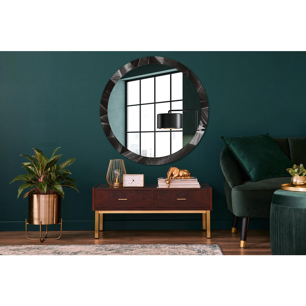 Thumbnail - Wallfluent Spiegel, Grau, Glas, Rund, 100x100x0.4 cm, Spiegel, Wandspiegel