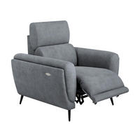 RELAXSESSEL Comfort, mit elektrischer Verstellung und verstellbarer Kopfstütze, Dunkelgrau - Dunkelgrau/Schwarz, Textil (103/97/102cm) - Beautysofa