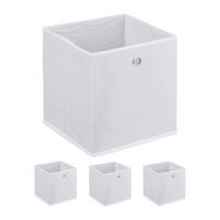 4XÚLOŽNÝ box - biela, kov/textil (30/30/30cm) - Relaxdays