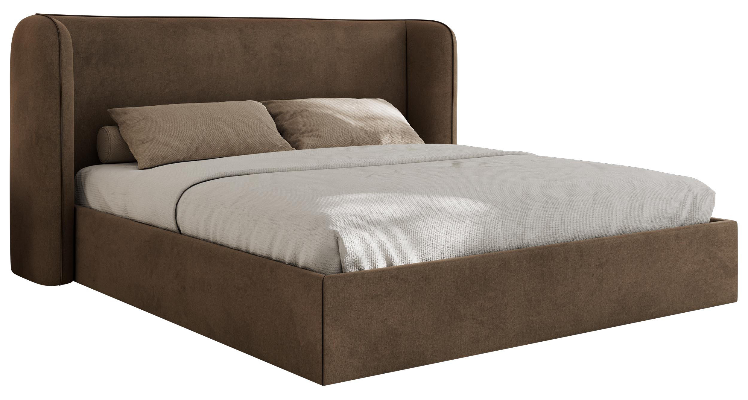 POLSTERBETT EMORA CLASSIC 200/200 - Braun Velvet - Multipocket-Matratze - Braun, Textil (200/200cm) - MKS