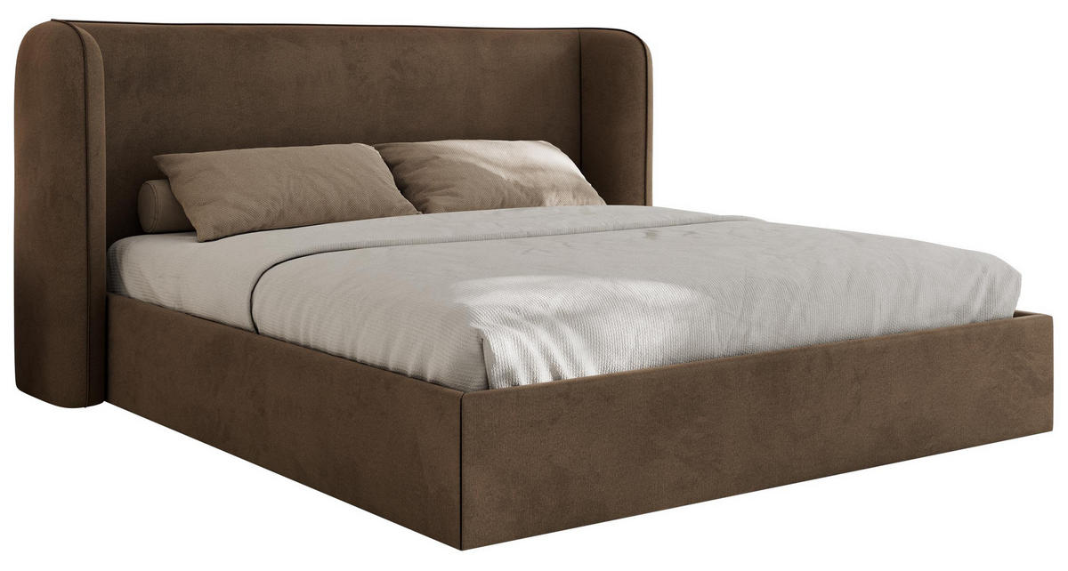 POLSTERBETT EMORA CLASSIC 160/200 - Braun Velvet - Pocket-Matratze - Braun, Textil (160/200cm) - MKS
