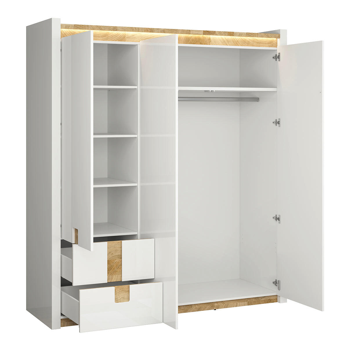 ORMAR 3 vrata Helios Bijelo i drvo - bijela, drvni materijal (180/202/60cm) - Petits-meubles