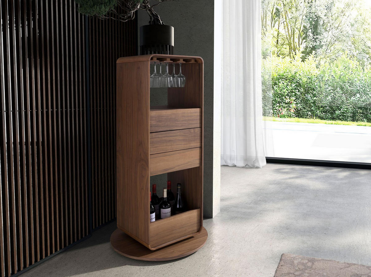 DREHBARER Barschrank aus Nussbaum 43/40/128 cm - Walnussfarben, Holz (43/128/40cm) - ANGEL CERDA