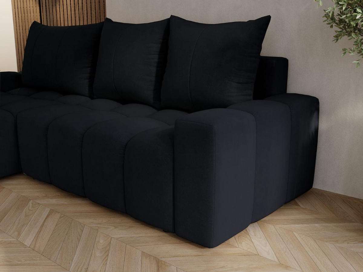 ECKSOFA Bresso Schwarz - Schwarz, Holz/Textil (255/168cm) - Graingold