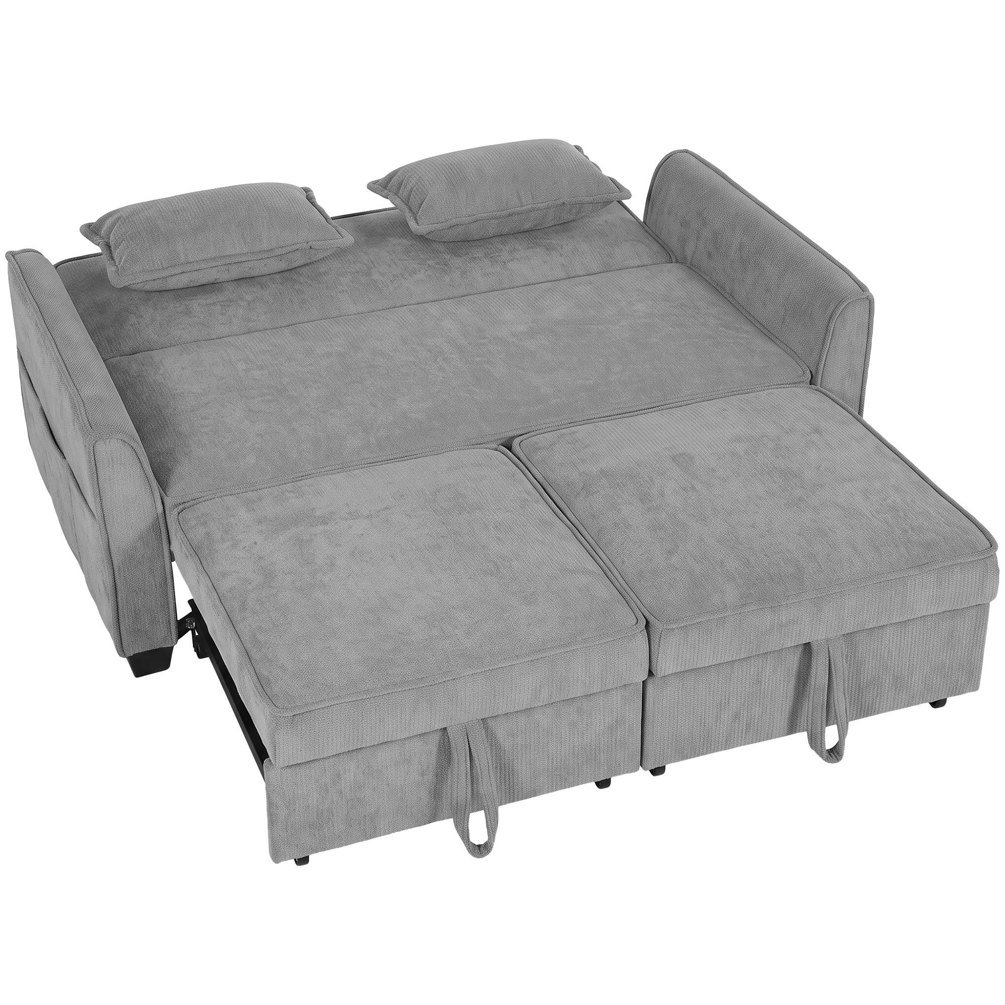 BÄDDSOFFA i polyester, grå - Grå, Textil/Plast (89/85/167cm) - HOMCOM