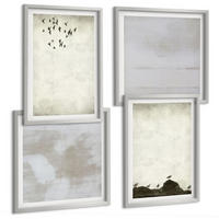 BILDER SET 4er Set - 50x50 cm & 40x60 cm Silberner Rahmen - Textur eines Vogelschwarms - Silberfarben, Kunststoff (50/50cm) - TULUP