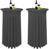 STEHTISCHHUSSE 2er-Set Grau mit Rock Ø 80-85 cm - Grau, Textil (80/110cm)