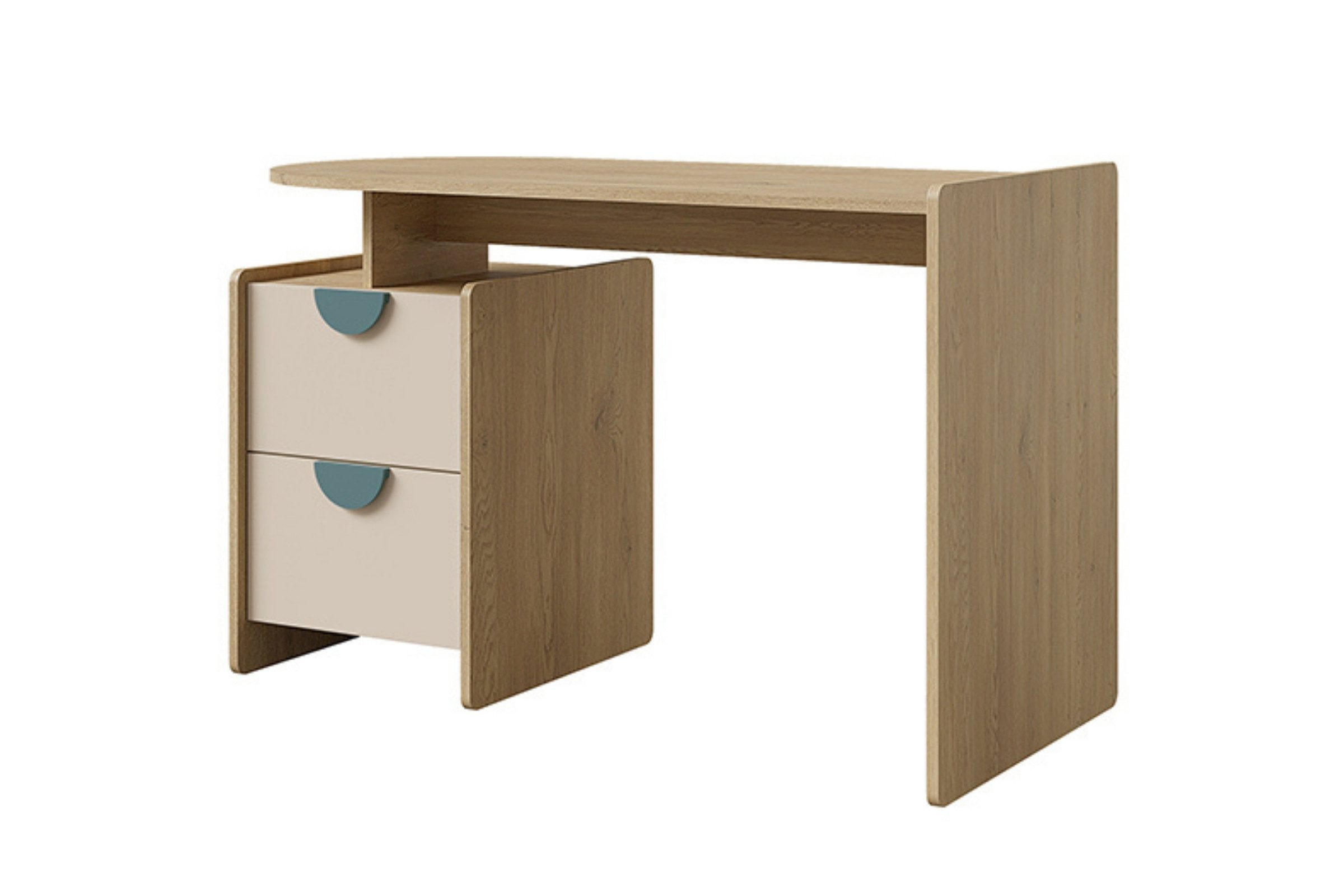 KINDERSCHREIBTISCH LEXO 12 120/78/60 cm in Eiche Cremona/Macadamia/Meeresblau - Blau/Eichefarben, Holzwerkstoff (120/78/60cm) - Deine Möbel 24