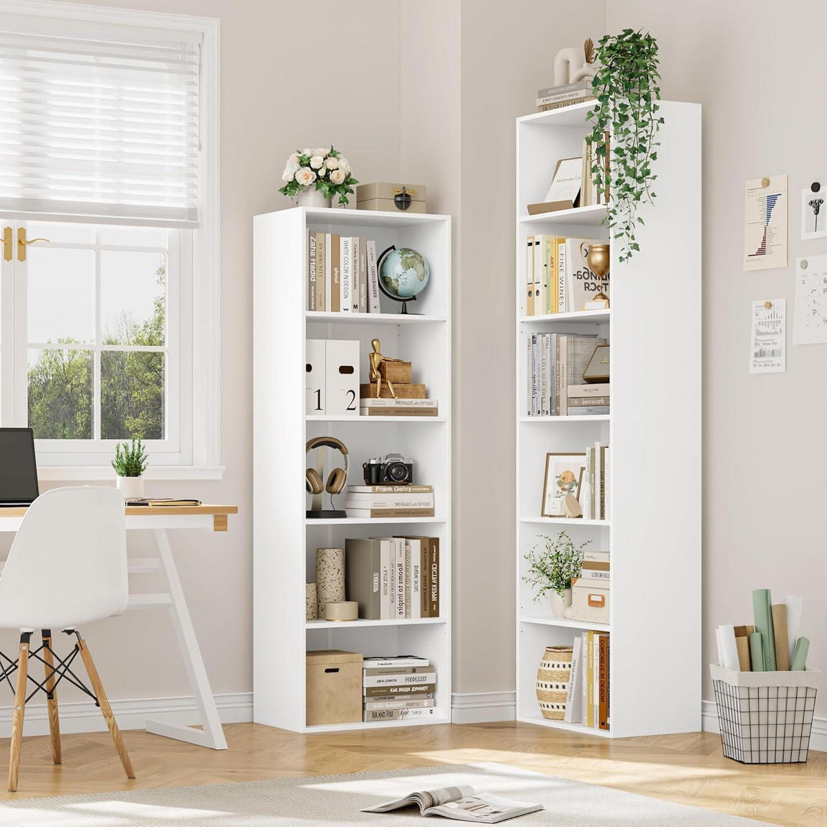 BÜCHERREGAL weiß 6 Fächer 48 x 30 x 190,5 cm - Weiß, Holzwerkstoff (48/190.5/30cm)