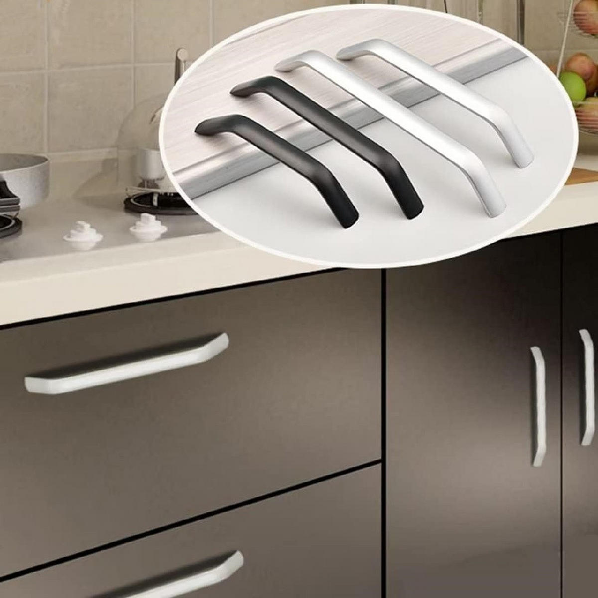 MÖBELGRIFF Schwarz 10er-Set - Schwarz, Metall (27.7/2.77/1.4cm)