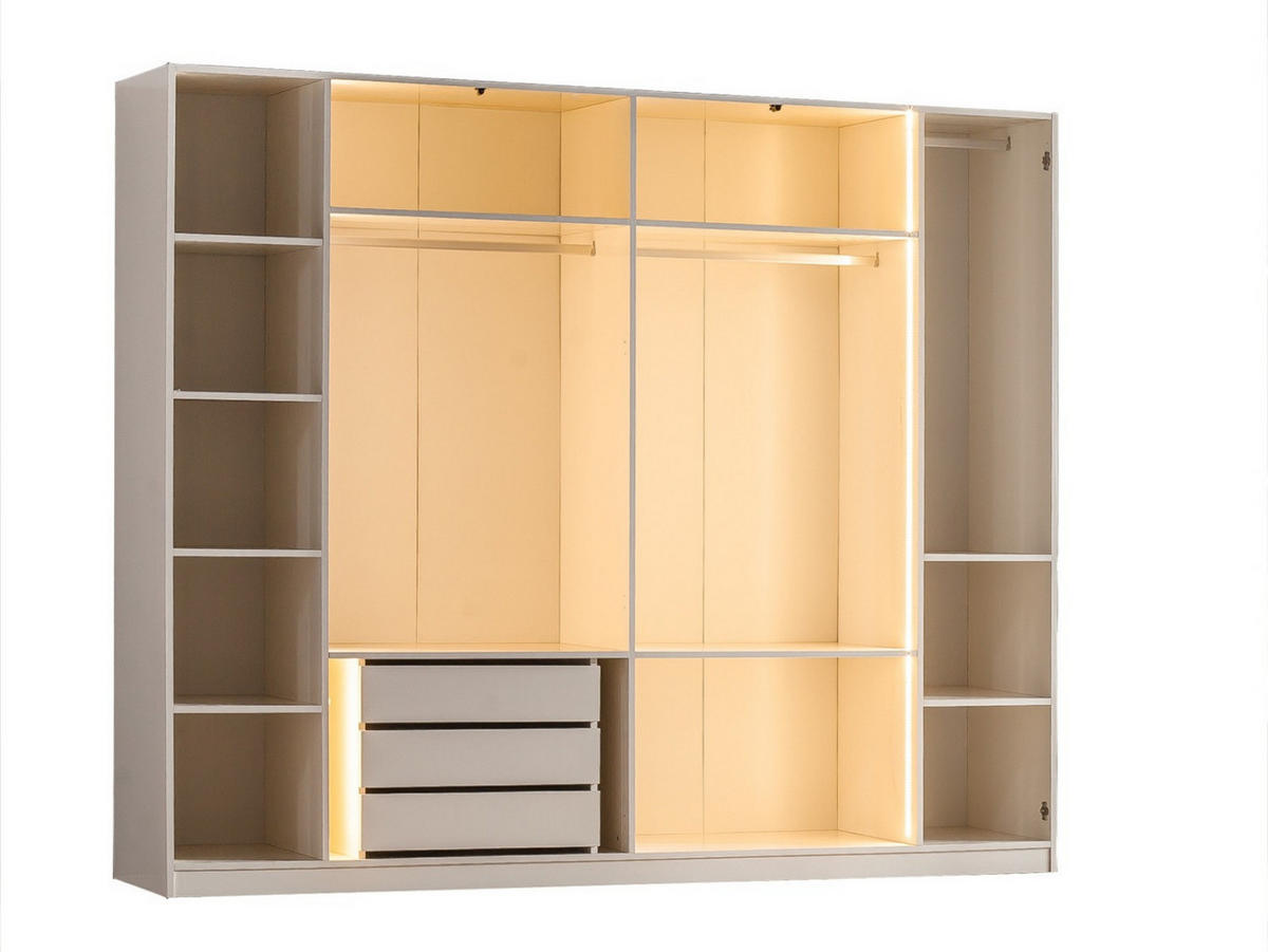 KLEIDERSCHRANK Rubato 6 trg. - Creme, Holzwerkstoff (260/225/63cm)