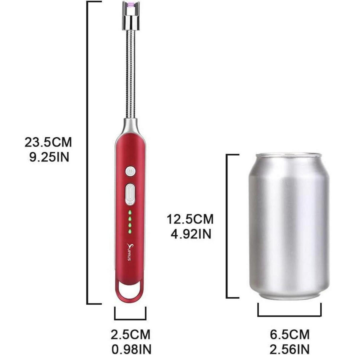 ELEKTRISCHES Feuerzeug mit Lichtbogen Rot | Winddicht | USB Wiederaufladbar | Sicherheitsschloss - Rot, Kunststoff (1.5/1.5/12cm)