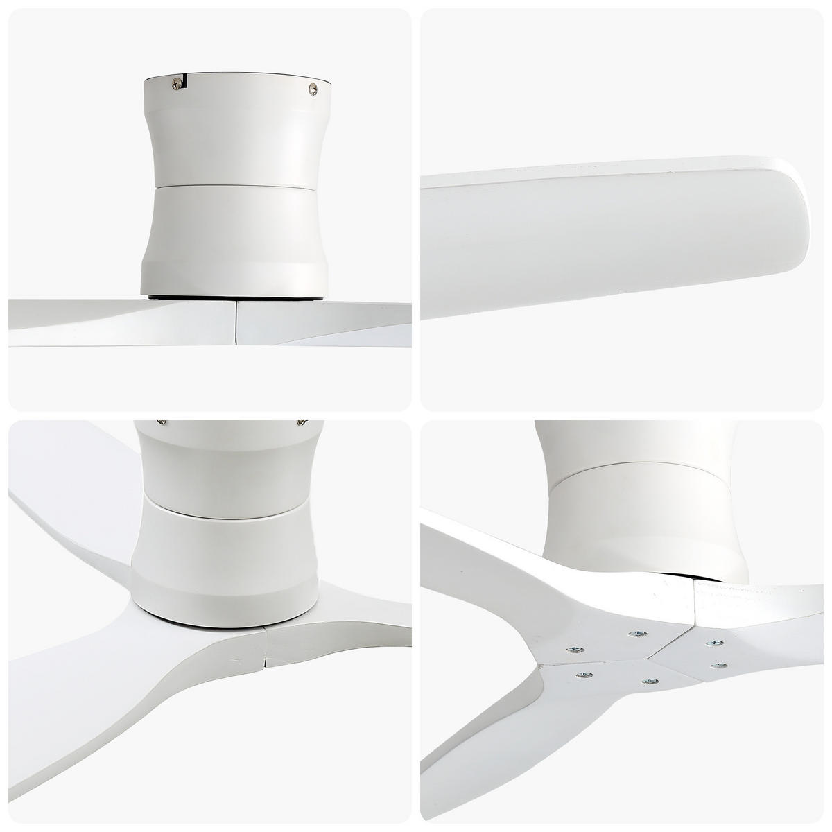 DECKENVENTILATOR 52Zoll Ohne Licht Massivholz Flügel DC Motor - Weiß, Kunststoff (132.08/132.08/28.5cm) - CASIVA