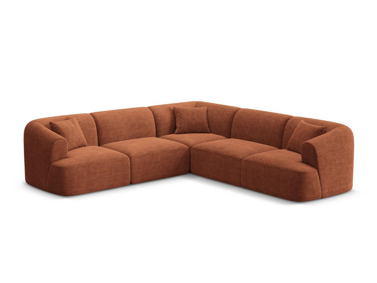 SYMMETRISCHES-MODULARES-ECKSOFA Campi aus Cord terrakotta 6 Sitzplätze - Terracotta, Textil (255/255cm) - Cosmopolitan Design