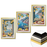 WANDBILDER 3er Set - 40x60 cm Goldrahmen - Meerblick, italienische Zitronen - Goldfarben, Kunststoff (40/60cm) - ArtPrintCave