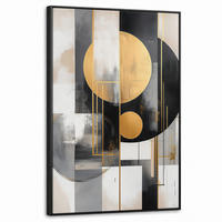 LEINWAND Bilder mit Rahmen - Abstrakt - Gold - Silber - Formen - Ästhetisch - Modern - 60x90 - Goldfarben, Textil (60/90cm) - MuchoWow