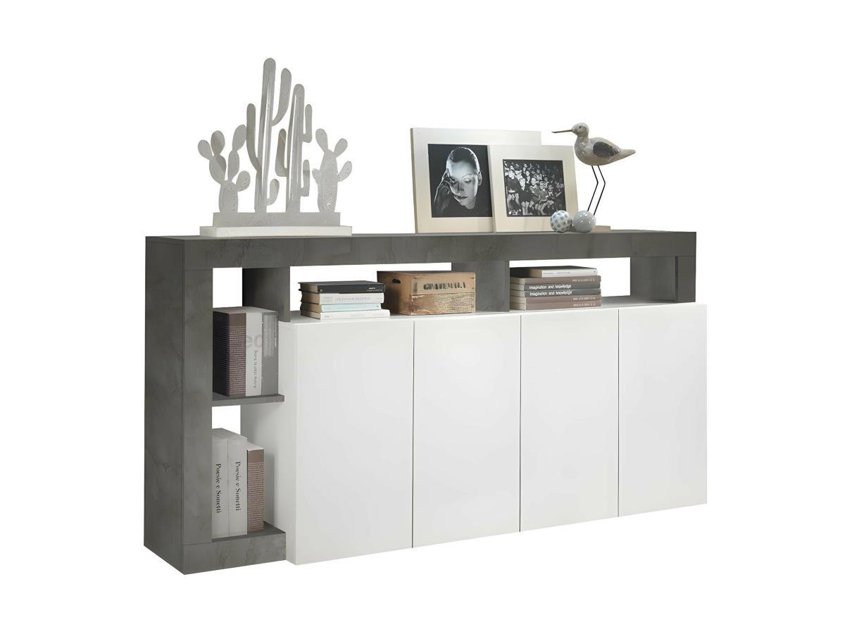 SIDEBOARD 4 Türen Frankfurt - L184 cm - Grau, Holz (42/93/184cm) - Vente-Unique