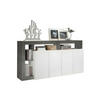 SIDEBOARD 4 Türen Frankfurt - L184 cm - Grau, Holz (42/93/184cm) - Vente-Unique