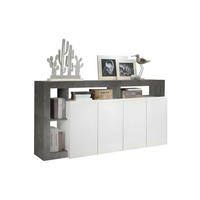 SIDEBOARD 4 Türen Frankfurt - L184 cm - Grau, Holz (42/93/184cm) - Vente-Unique