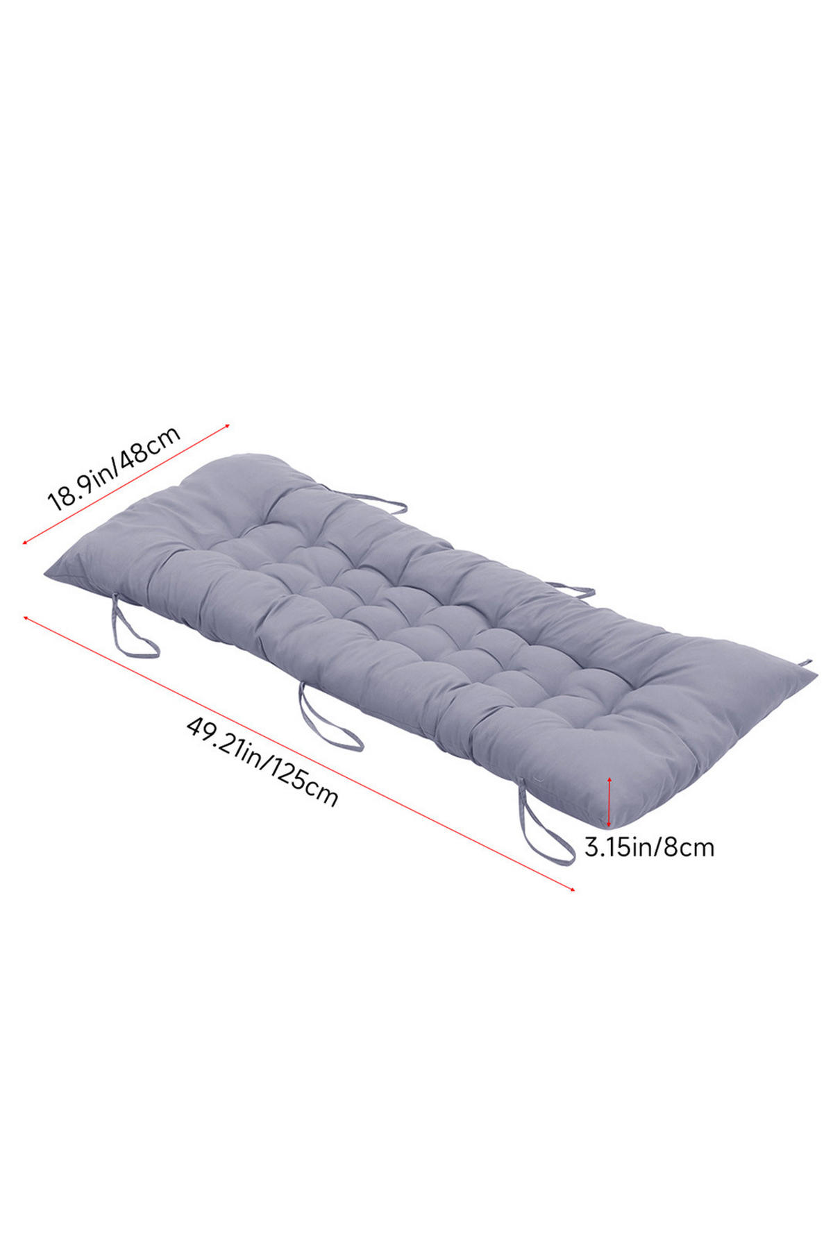 LIEGESTUHLKISSEN aus Baumwollmischung in Grau Dickes weiches und bequemes für den Außenbereich 48 x 125 cm - Grau, Textil (48/125cm) - Livingandhome
