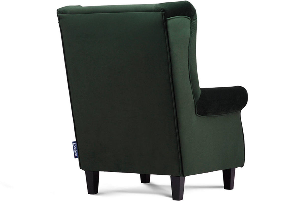 OHRENSESSEL MILES mit Armlehnen, grün - Grün, Holz/Textil (82/105/97cm) - KONSIMO®