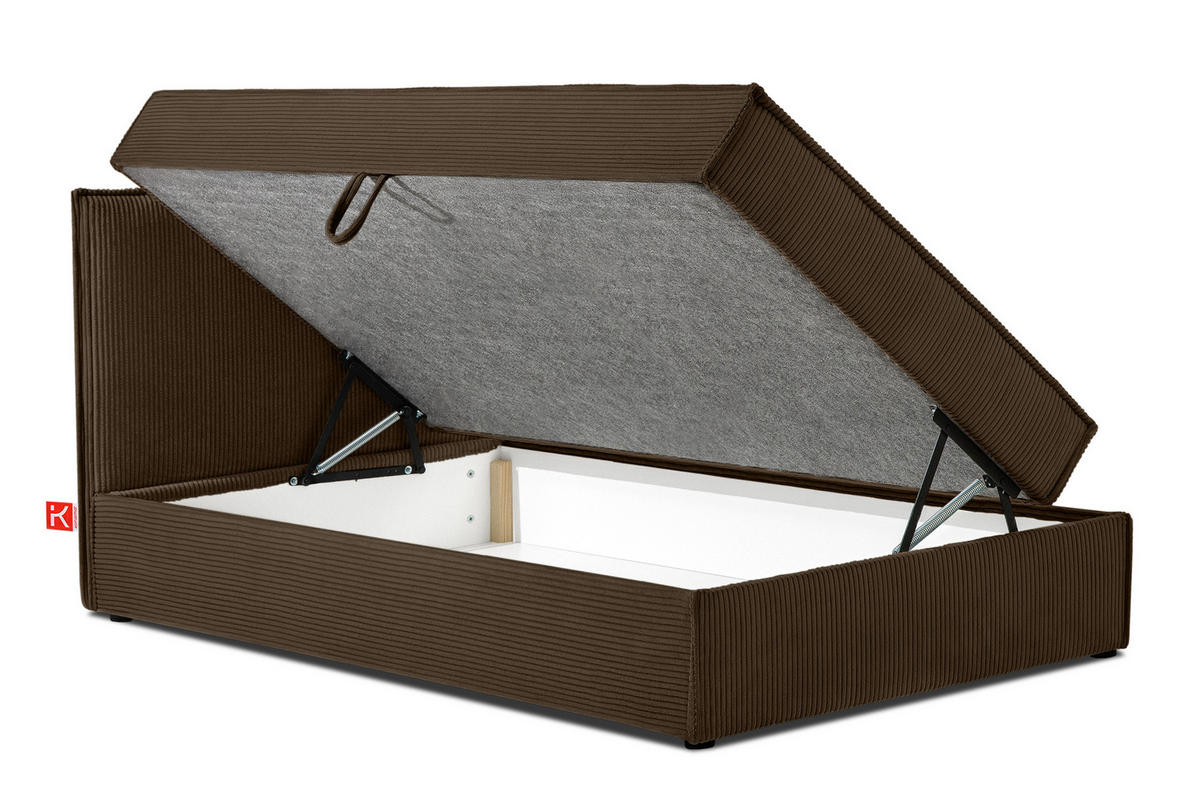 BOXSPRINGBETT ROTI Einzelbett, dunkelbraun - Dunkelbraun/Schwarz, Holz/Holzwerkstoff (100/200cm) - KONSIMO®