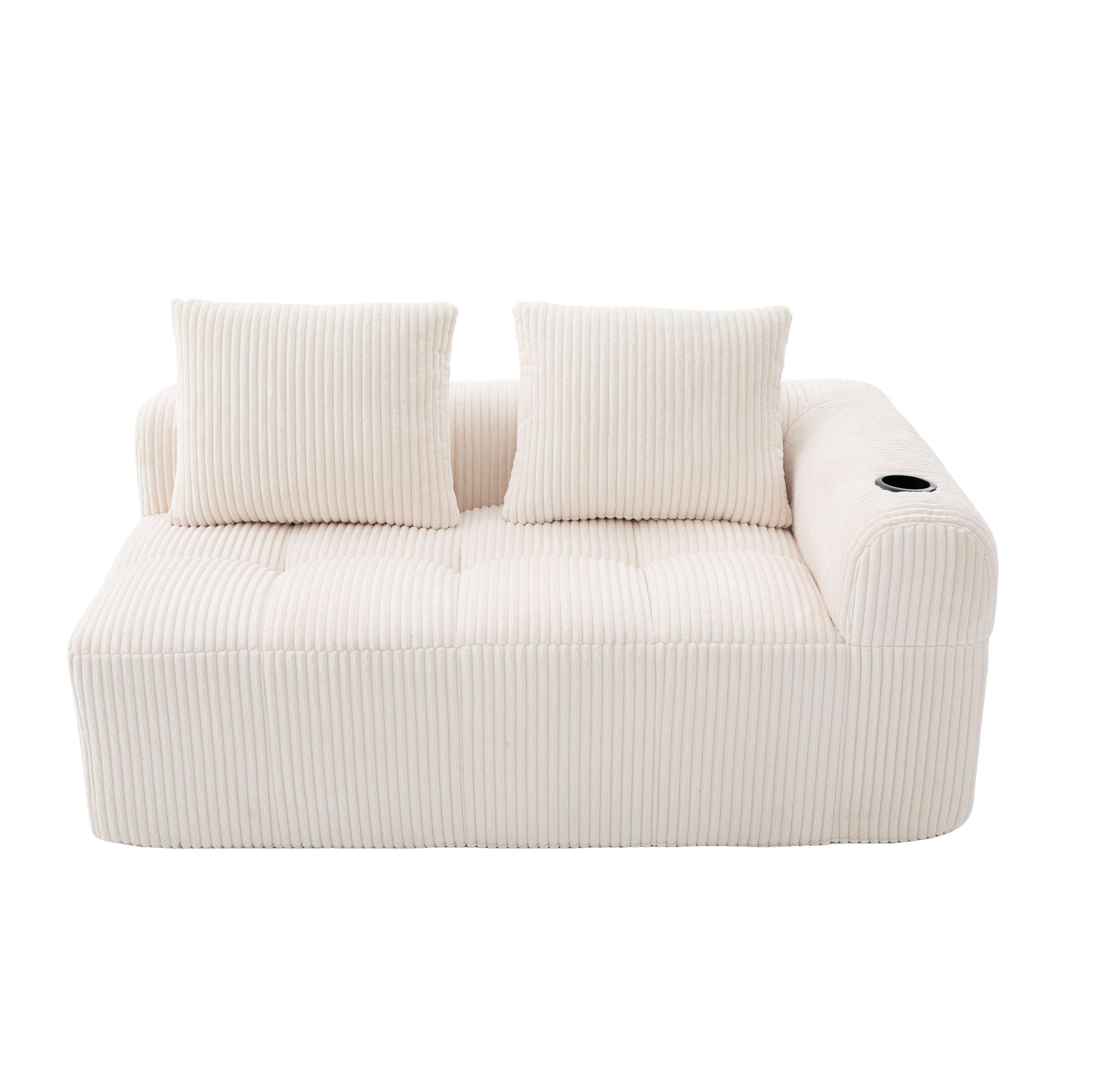2-SITZER-SOFA 158/93/61 cm Beige aus Cord mit Seitenfächern und Becherhaltern - Beige, Textil (93/61/158cm) - Modenvie