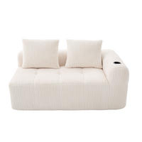 2-SITZER-SOFA 158/93/61 cm Beige aus Cord mit Seitenfächern und Becherhaltern - Beige, Textil (93/61/158cm) - Modenvie